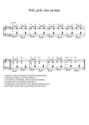 Prší, prší, len sa leje Sheet Music for Synthesizer (Mixed Quartet ...
