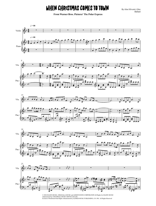 When Christmas Comes To Town (Arr. Grant Golding) - Andrea Bocelli (Violin and Piano)