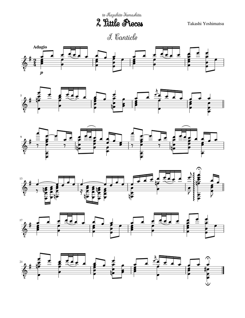 2 Little Pieces - Takashi Yoshimatsu Sheet Music for Guitar (Solo