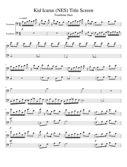 Kid Icarus (NES) Title Screen theme - Trombone Duet