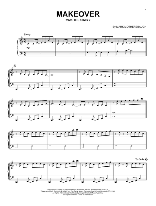 Makeover (from The Sims 2) - Mark Mothersbaugh (Piano Solo)