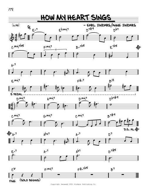 How My Heart Sings [Reharmonized version] (arr. Jack Grassel) - Bill Evans (Real Book - Melody-Chords)