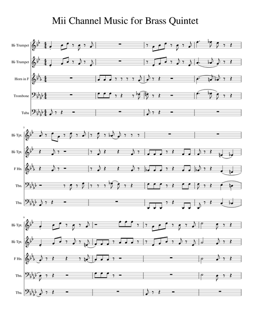 Mii Channel Music for Brass Quintet