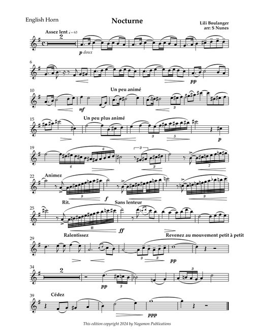 Nocturne (Arr. Steven Nunes) - Lili Boulanger (English Horn and Piano)