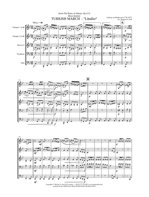 Turkish March Ländler - Beethoven - Brass Quintet (Arr. Thomas H. Graf) - LV Beethoven (Brass Ensemble)