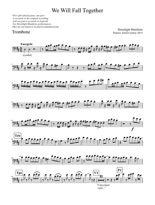 We Will Fall Together - trombone transcription