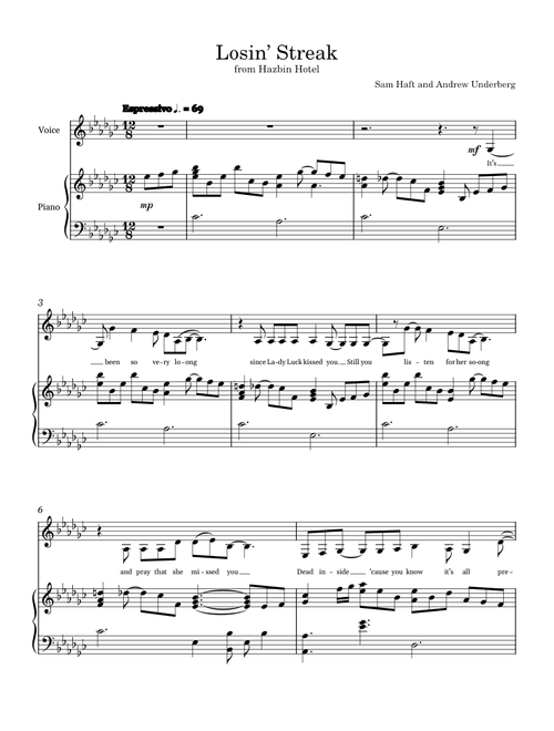Losin' Streak (from Hazbin Hotel) – Sam Haft and Andrew Underberg (Piano and Voice)