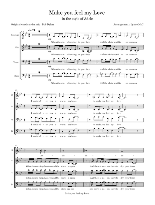 Make you feel my love – Adele - SATB