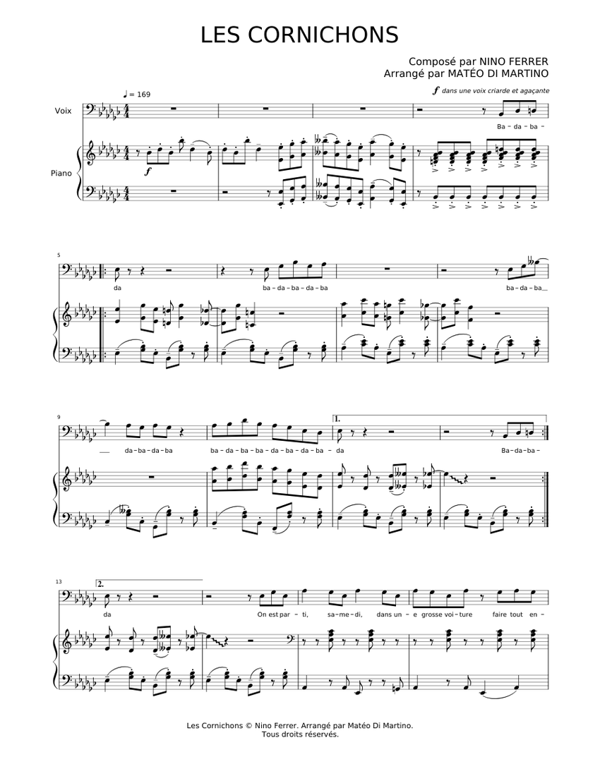 Les Cornichons Nino Ferrer piano tutorial