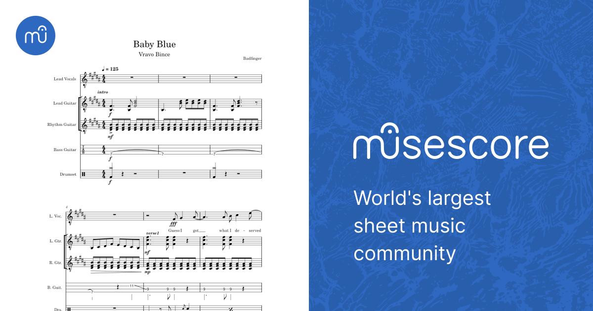 Baby Blue Sheet Music and Tab for Guitar, Bass guitar, Drum group