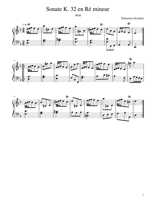 Domenico Scarlatti - Sonate K. 32 en Ré mineur 'Aria'