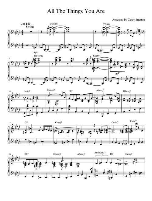 All The Things You Are - Jerome Kern/Oscar Hammerstein II Solo Piano