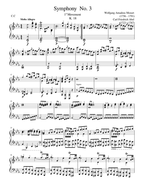 Symphony No. 3, K. 18 1st Movement – Carl Friedrich Abel\Wolfgang Amadeus Mozart