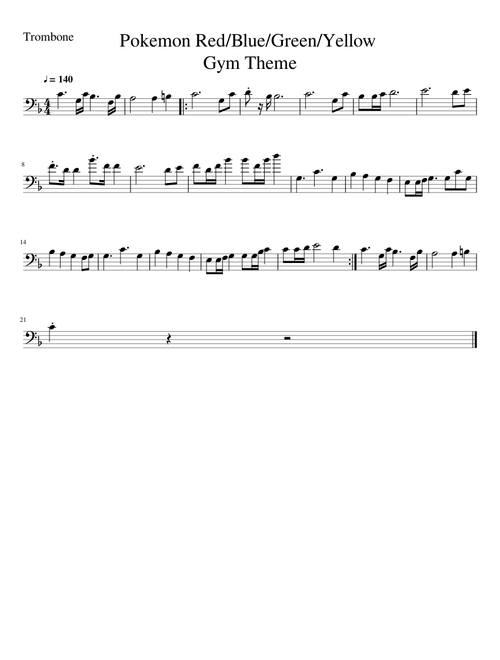 Pokemon R/B/G/Y Gym Theme Trombone Solo