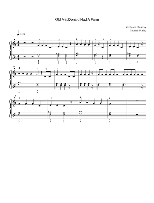 Old MacDonald Had A Farm (Arr. Joanna Vasanth) - Thomas D'Urfey (Piano Solo)