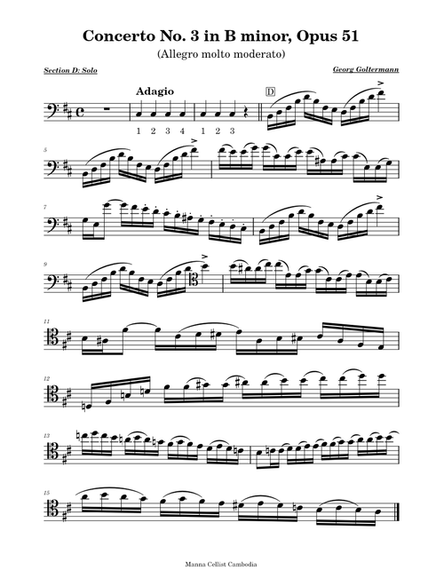 Concerto No. 3 in B minor, Opus. 51 – Georg Goltermann (5. Section D l Solo - Adagio)