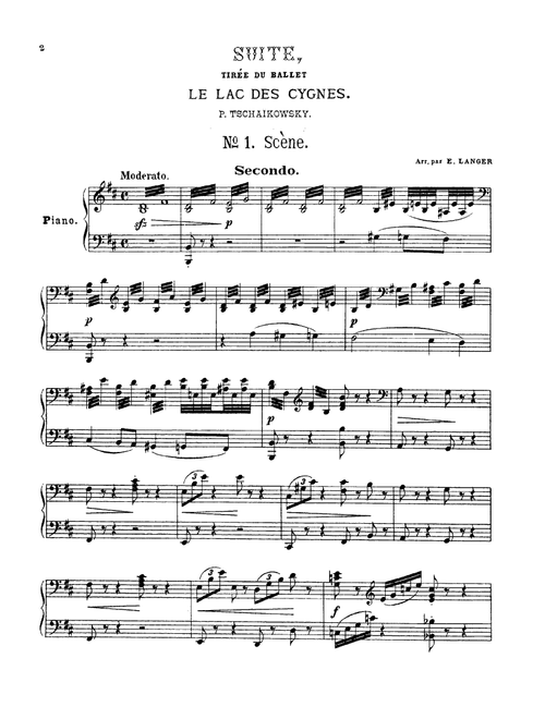 Tchaikowsky from Swan Lake Suite, for piano duet(1 piano, 4 hands), PT804 (Arr. E. Langer) (Instrumental Duet)