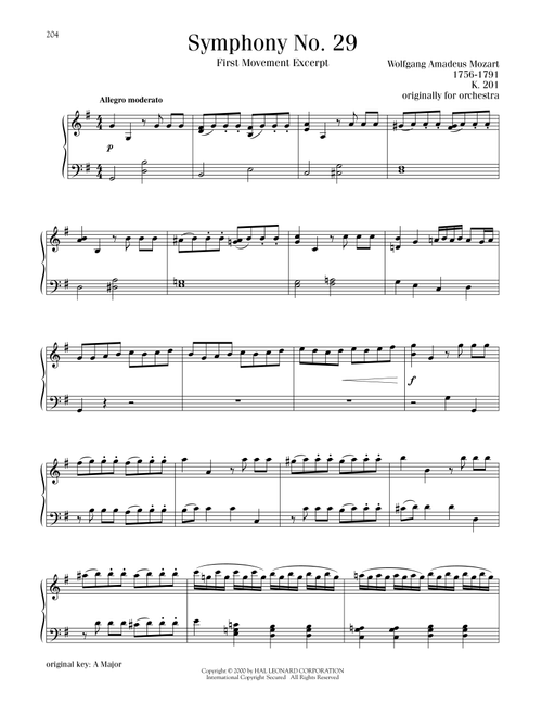 Symphony No. 29, First Movement Excerpt - Wolfgang Amadeus Mozart (Piano Solo)