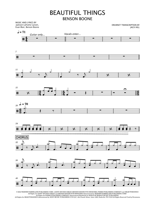 Beautiful Things (Arr. Jack Hill) - Benson Boone (Drums)