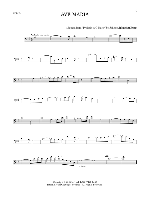 Ave Maria - Charles Gounod, Johann Sebastian Bach (Cello Solo)