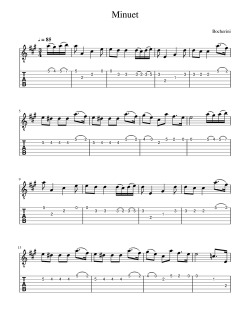 Minuet (Arr. Stewart Maclennan) - Bocherini (Guitar Tab)