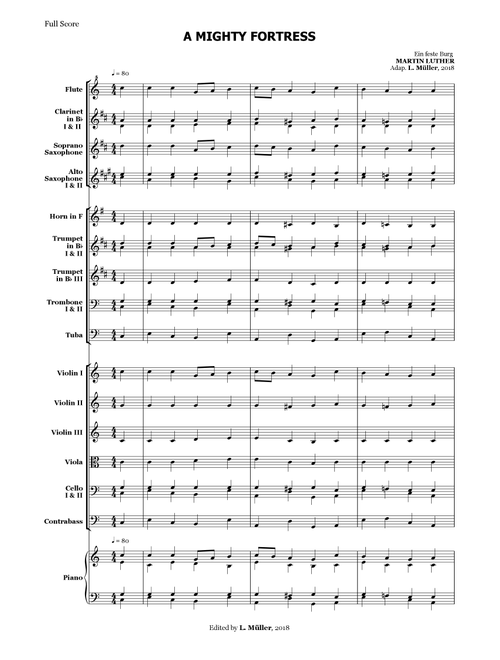 A Mighty Fortress - for Beginner Orchestra. (Arr. L. Müller) - Martin Luther (Large Ensemble)