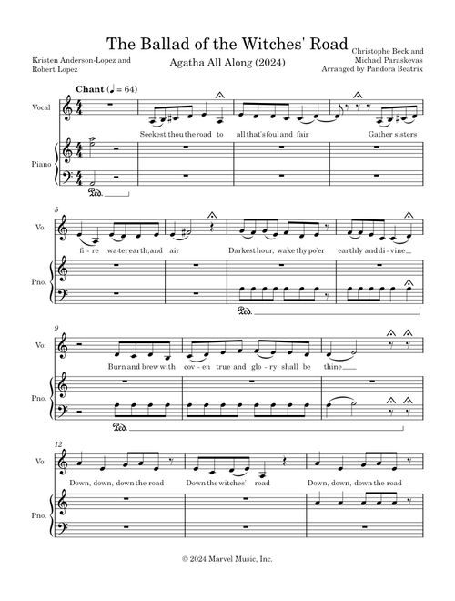The Ballad of the Witches' Road [Agatha All Along, 2024] - Anderson-Lopez, Lopez, Beck, Paraskevas