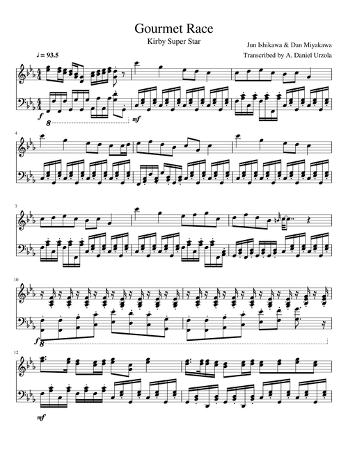 Kirby Super Star - Gourmet Race [Piano]