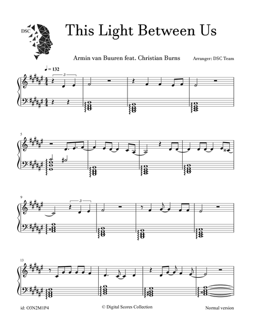 This Light Between Us (Arr. Digital Scores Collection) - Armin Van Buuren Feat Christian Bu (Piano Solo)