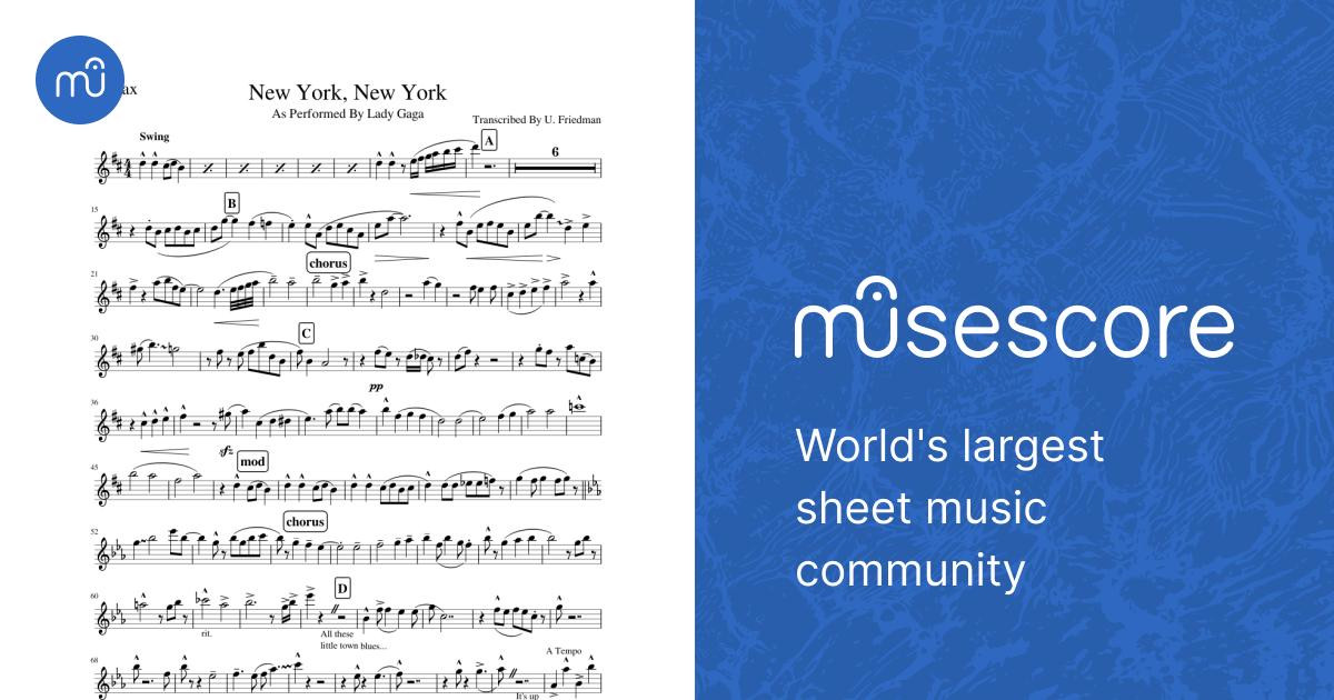 New York, New York (Lady Gaga) Sheet Music for Saxophone tenor