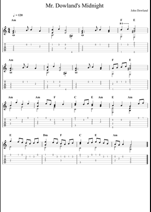 Mr. Dowland's Midnight - John Dowland (1563 - 1626) Sheet Music