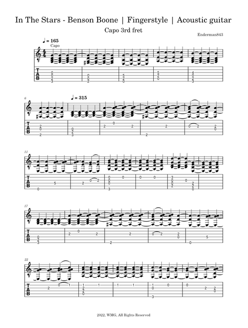 In The Stars – Benson Boone In The Stars - Benson Boone | Fingerstyle | Acoustic guitar