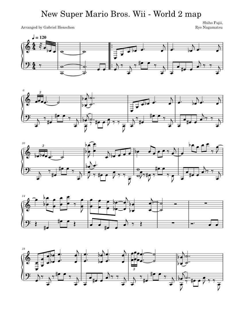 New Super Mario Bros. Wii World 2 Sheet Music for Piano (Solo) easy ...