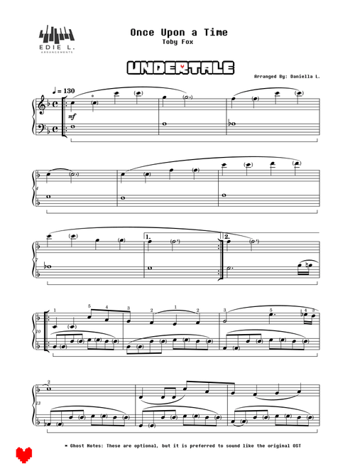 Once Upon a Time (from Undertale - OST 001) – Easy Piano (Arr. Daniella L.) - Toby Fox (Piano Solo)
