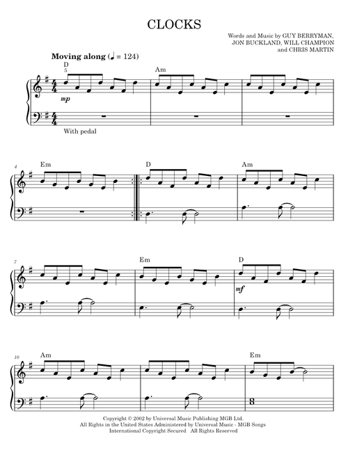 Clocks - Coldplay (Easy Piano)