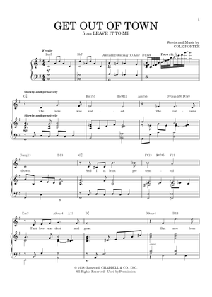 Play Official version of Get Out Of Town Sheet Music by Cole