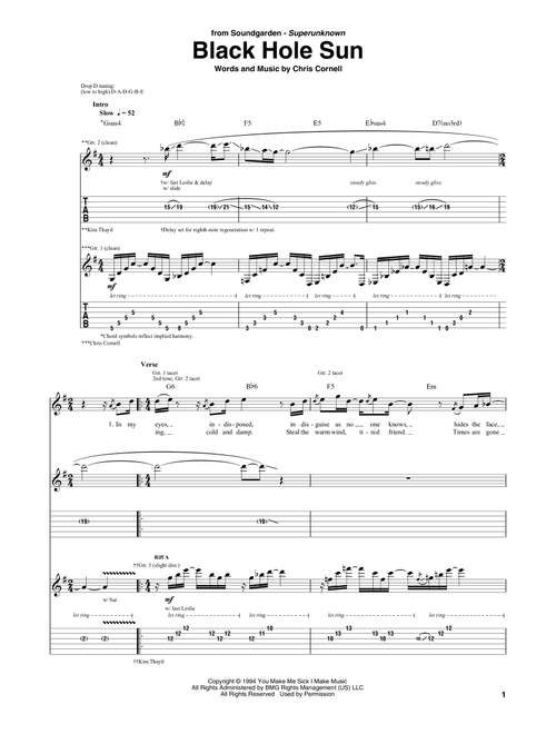 Black Hole Sun - Soundgarden (Guitar Tab)