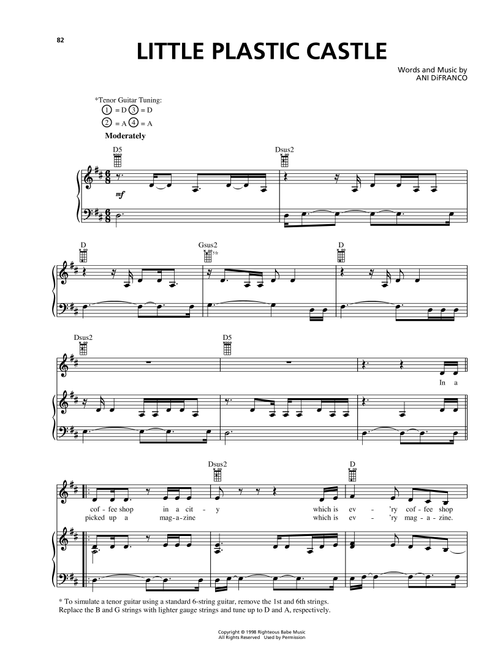 Little Plastic Castle - Ani DiFranco (Piano-Vocal-Guitar)