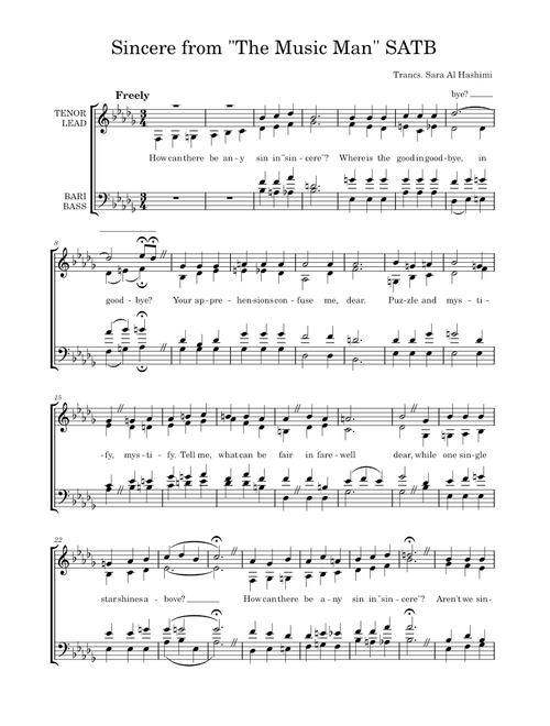 Sincere from "The Music Man" (SATB)