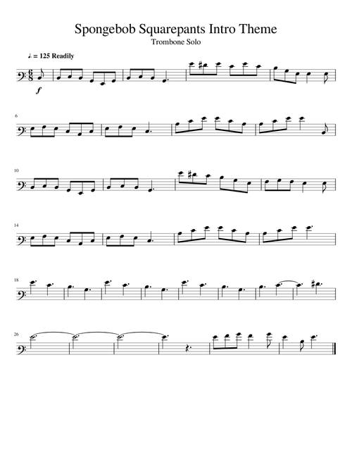 Spongebob Squarepants Intro Theme - Trombone Solo