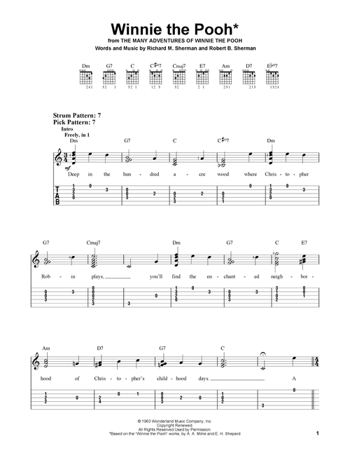 Winnie The Pooh (from The Many Adventures Of Winnie The Pooh) - Sherman Brothers, Robert B Sherman, Richard M Sherman (Easy Guitar with TAB)