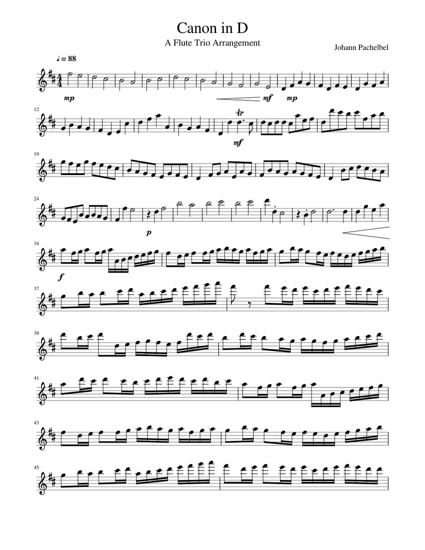 Canon in D Solo Flute Sheet music for Flute (Solo)