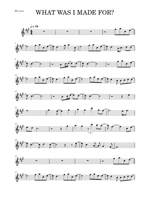 WHAT WAS I MADE FOR? (Alto sax & piano)