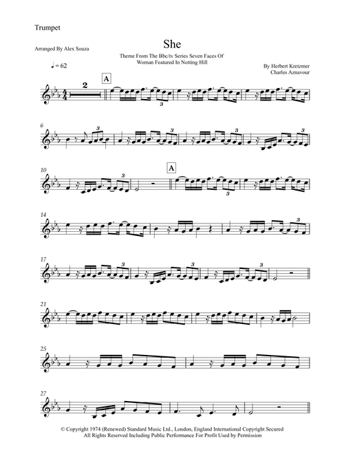 She (Arr. Alex Souza) - Elvis Costello (Trumpet Solo)