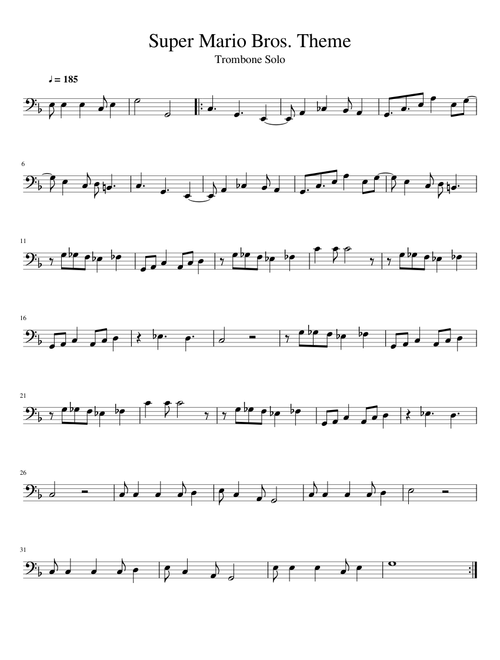 Super Mario Bros. Overworld Theme - Trombone Solo