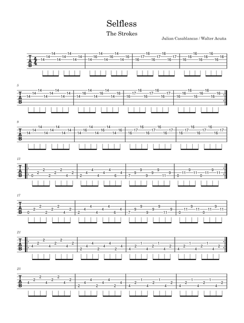 Selfless by The Strokes (Tablature)