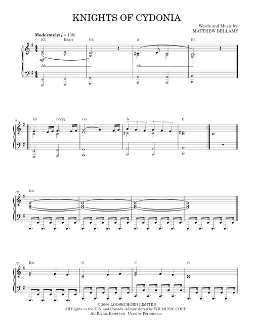 Knights of cydonia - Muse (Easy Piano)