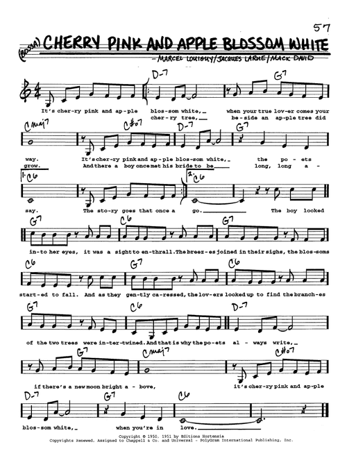 Cherry Pink And Apple Blossom White (Low Voice) - Perez "Prez" Prado (Real Book - Melody-Chords-Lyrics)