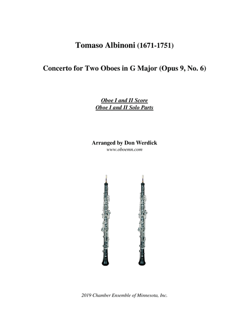 Concerto for Two Oboes in G Major, Op. 9 No 6 (Arr. Don Werdick (1946 - )) - Tomaso Albinoni (1671-1751) (Oboe Duet)
