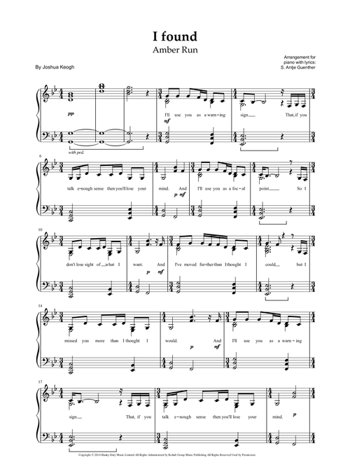 I Found (Arr. S. Antje Günther) - Amber Run (Piano Solo)